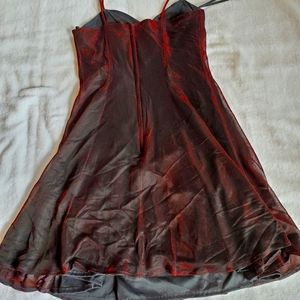Red and black shimmer dress
